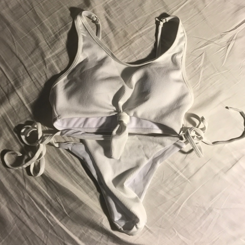 White Ribbed Bikini